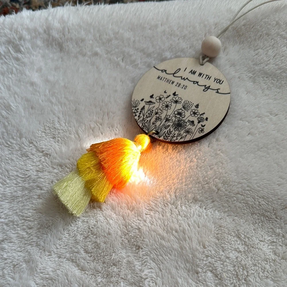 Inspirational Scripture Rear View Mirror Hanging Daily Inspiration with Tassels
